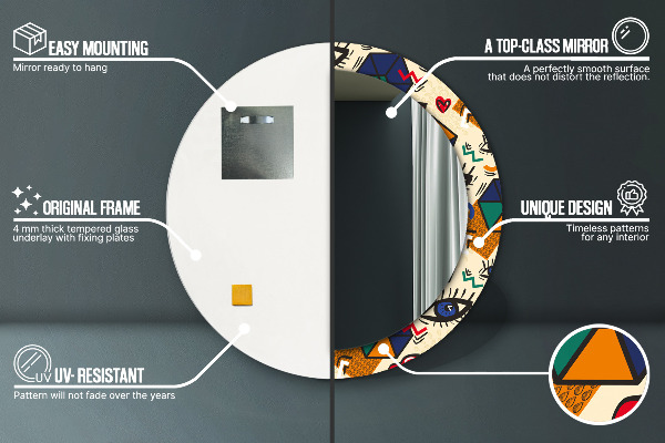 Round wall mirror design Pop art style