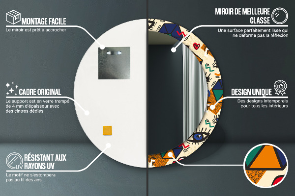 Round wall mirror design Pop art style