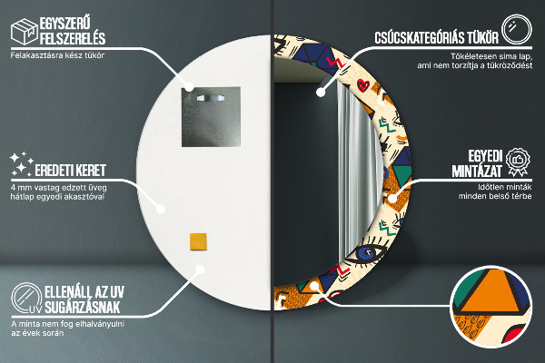 Round wall mirror design Pop art style