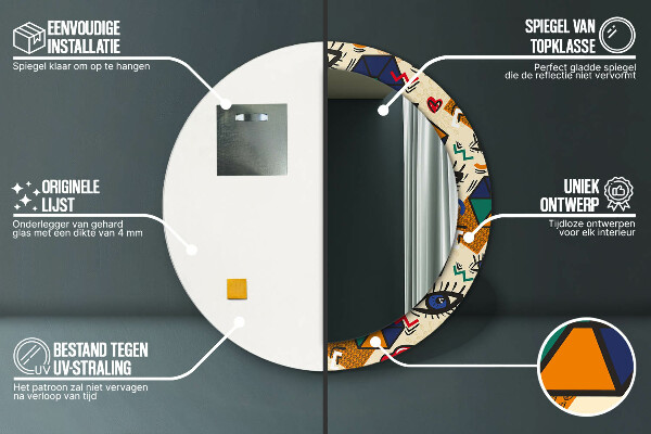 Round wall mirror design Pop art style