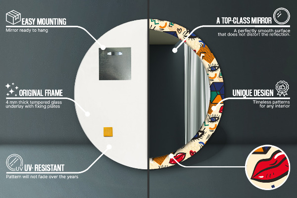 Round wall mirror design Pop art style