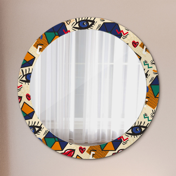 Round wall mirror design Pop art style