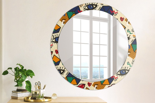 Round wall mirror design Pop art style