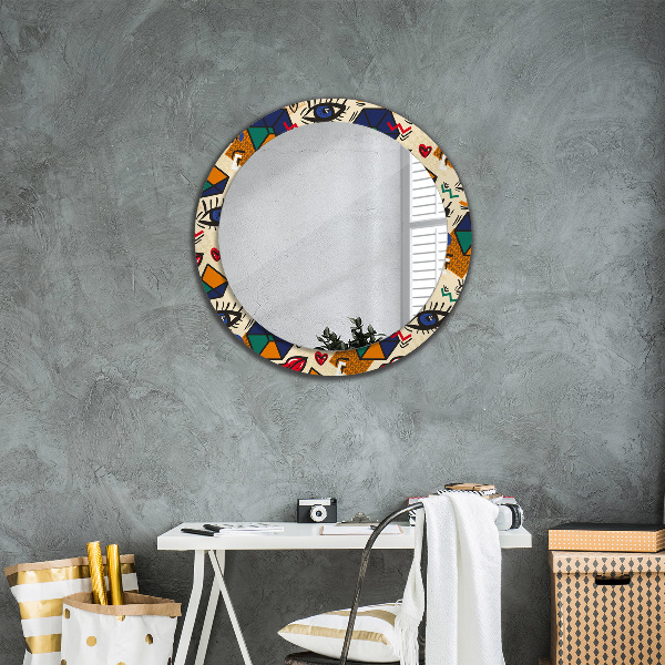 Round wall mirror design Pop art style