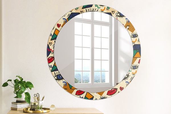 Round wall mirror design Pop art style
