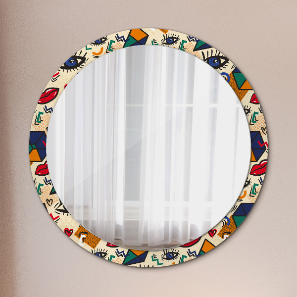 Round wall mirror design Pop art style