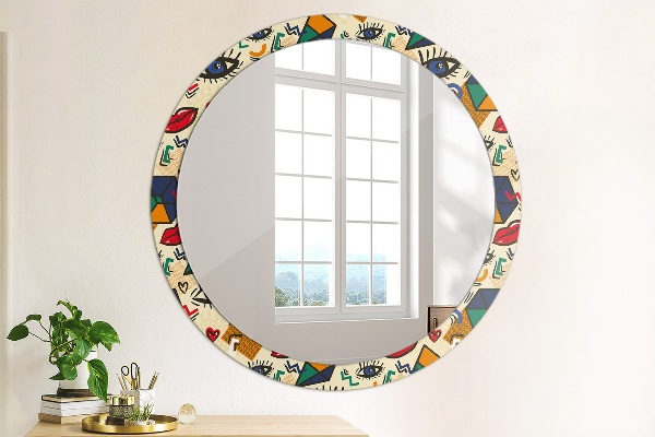 Round wall mirror design Pop art style