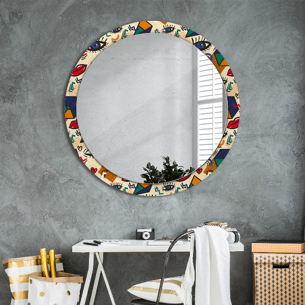 Round wall mirror design Pop art style