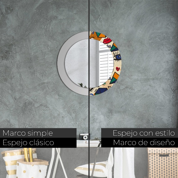Round wall mirror design Pop art style