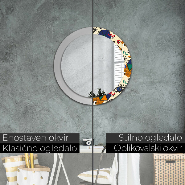 Round wall mirror design Pop art style