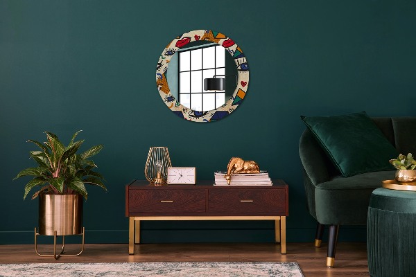 Round wall mirror design Pop art style