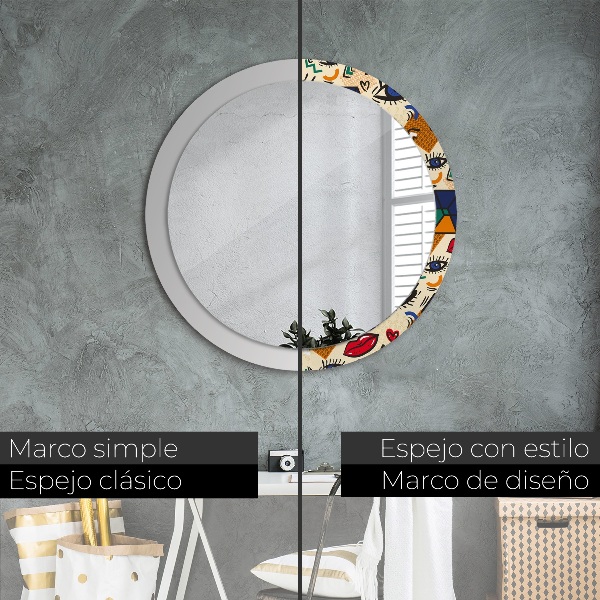 Round wall mirror design Pop art style