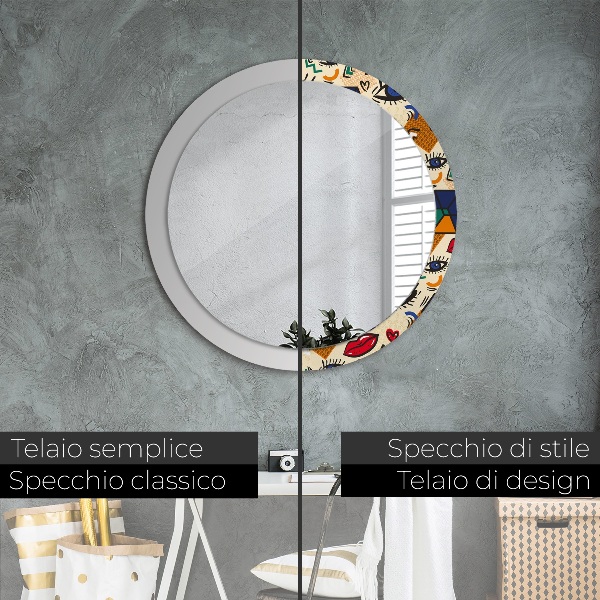 Round wall mirror design Pop art style