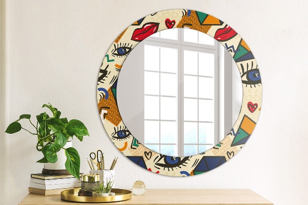 Round wall mirror design Pop art style