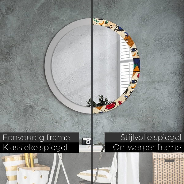 Round wall mirror design Pop art style