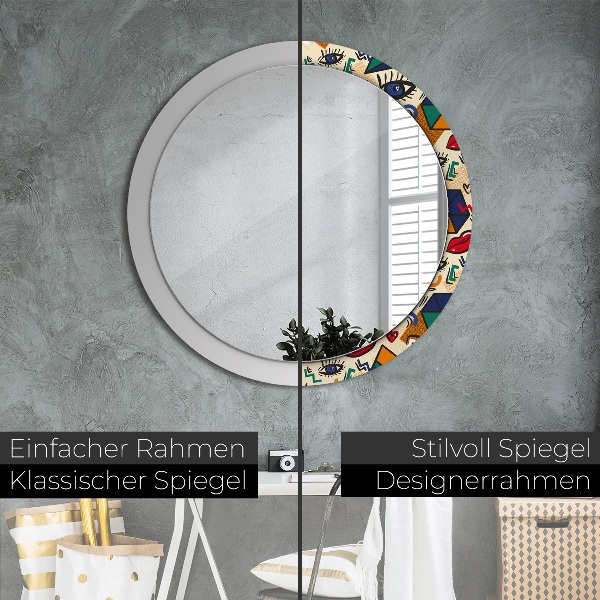 Round wall mirror design Pop art style