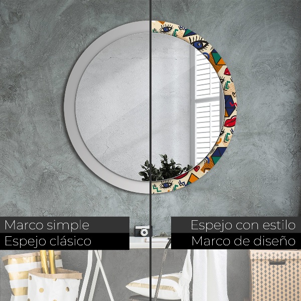 Round wall mirror design Pop art style