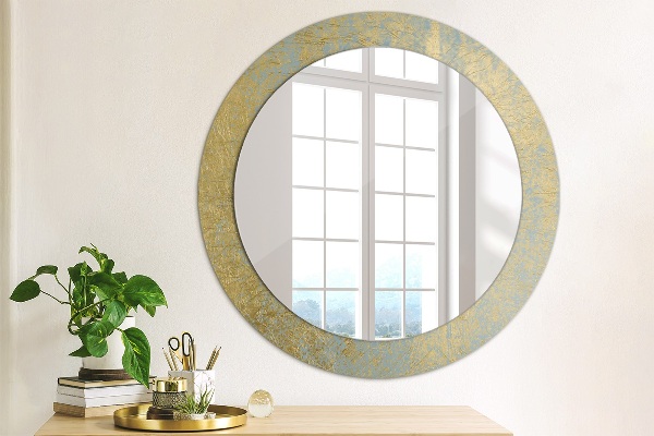 Round wall mirror design Gold foil texture
