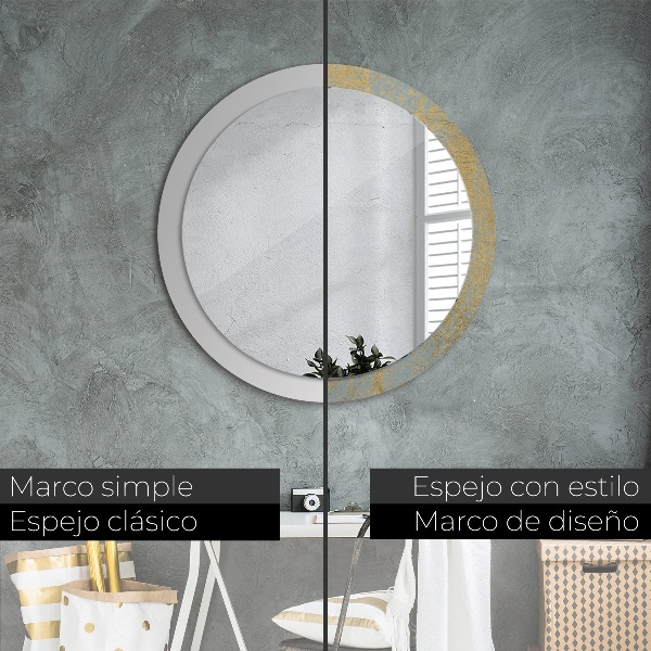 Round wall mirror design Gold foil texture