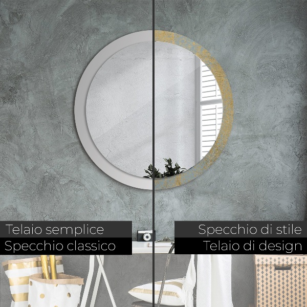 Round wall mirror design Gold foil texture