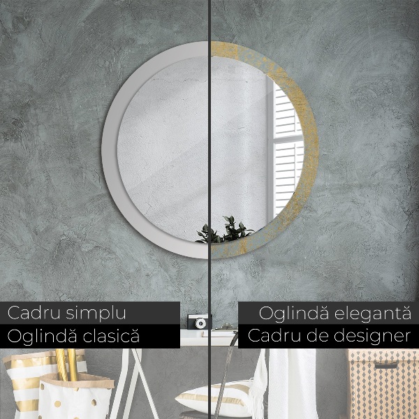 Round wall mirror design Gold foil texture