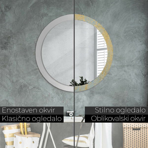 Round wall mirror design Gold foil texture