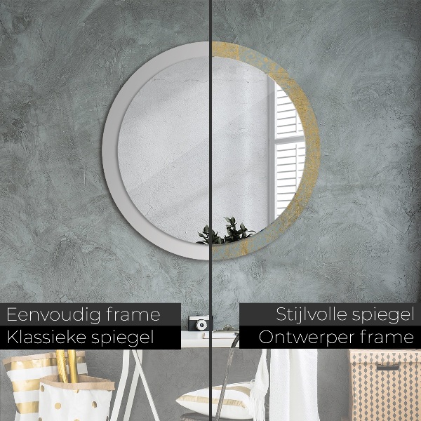 Round wall mirror design Gold foil texture