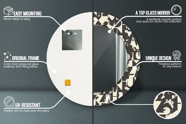 Circle decorative mirror Abstract typography
