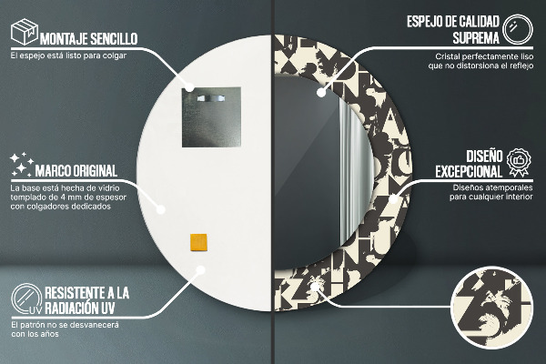 Circle decorative mirror Abstract typography