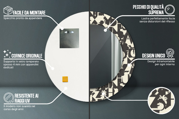 Circle decorative mirror Abstract typography