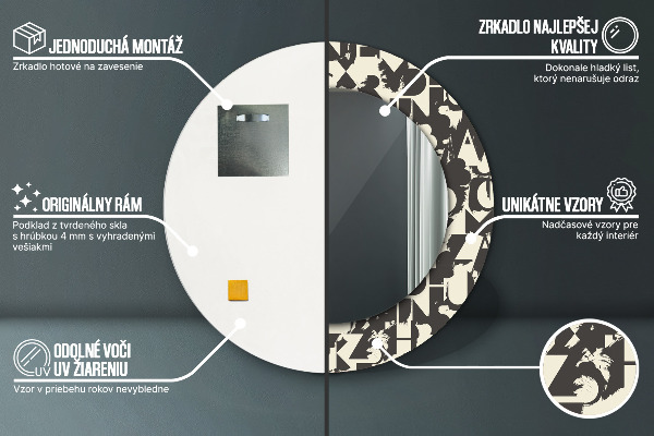 Circle decorative mirror Abstract typography