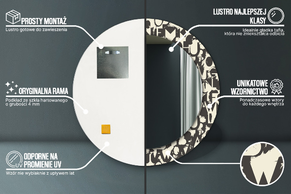Circle decorative mirror Abstract typography
