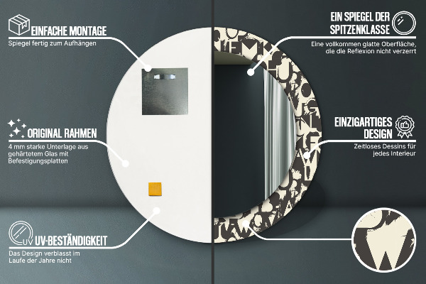 Circle decorative mirror Abstract typography