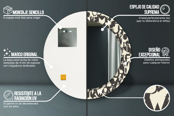 Circle decorative mirror Abstract typography