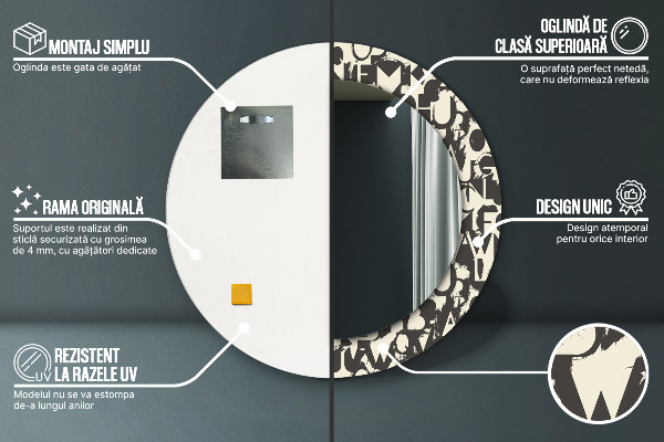 Circle decorative mirror Abstract typography