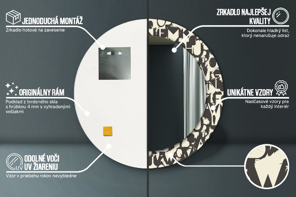 Circle decorative mirror Abstract typography