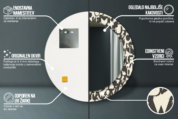 Circle decorative mirror Abstract typography