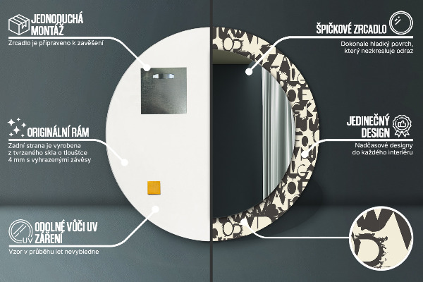 Circle decorative mirror Abstract typography
