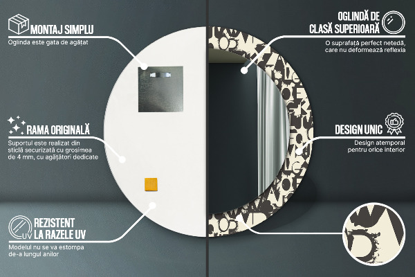Circle decorative mirror Abstract typography