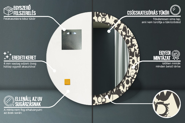 Circle decorative mirror Abstract typography