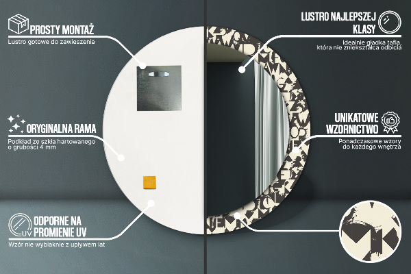 Circle decorative mirror Abstract typography
