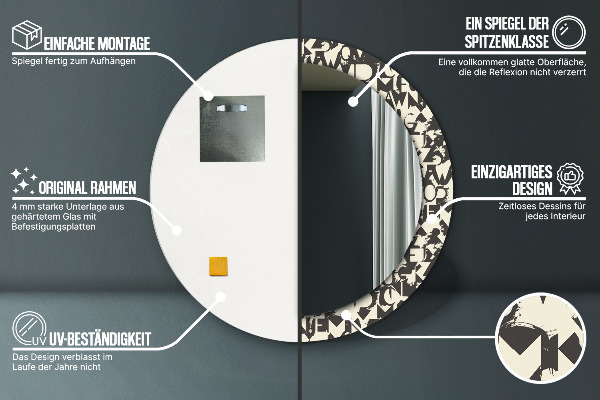 Circle decorative mirror Abstract typography