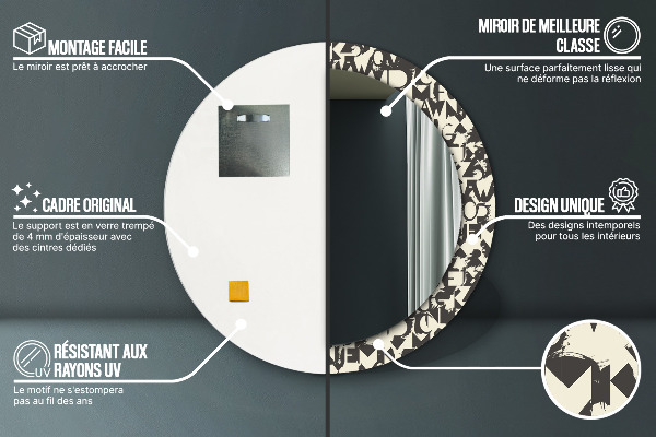 Circle decorative mirror Abstract typography