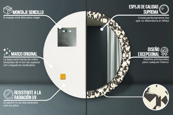 Circle decorative mirror Abstract typography