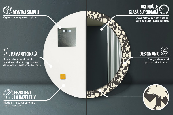 Circle decorative mirror Abstract typography
