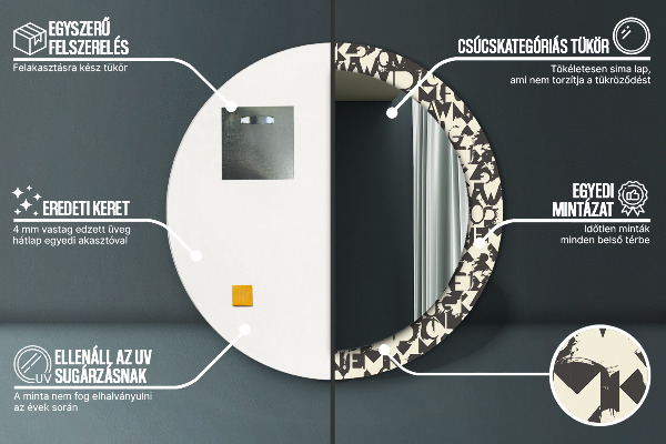 Circle decorative mirror Abstract typography