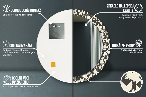 Circle decorative mirror Abstract typography