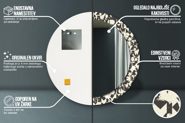 Circle decorative mirror Abstract typography
