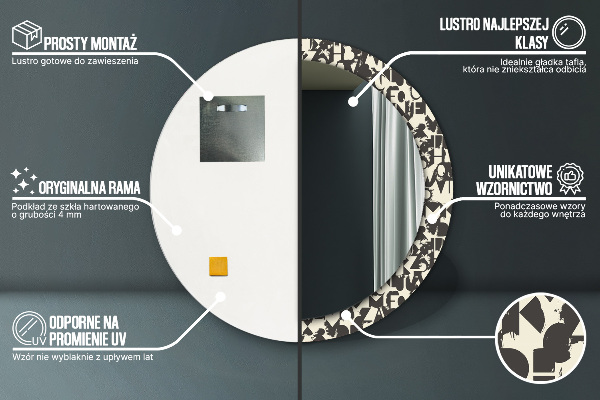 Circle decorative mirror Abstract typography