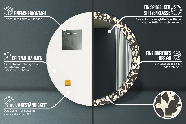 Circle decorative mirror Abstract typography